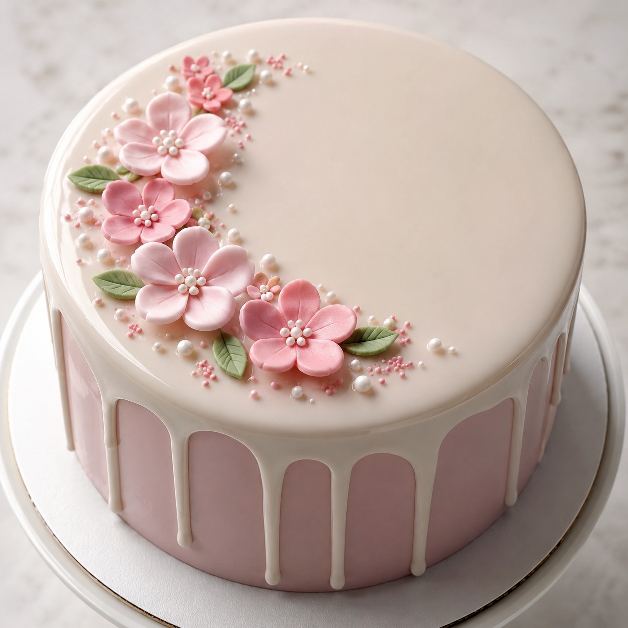 An example of flood iced cake fondant cake with sugar paste decorations